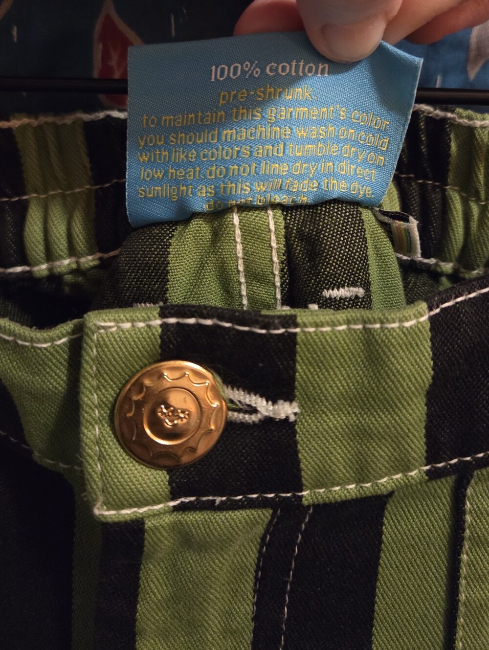 Big Bud Press sz M Black Striped Work Pants in Bright Olive - Picture 5 of 8